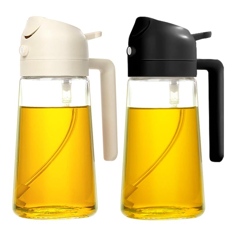 2 Count 16Oz/470Ml Oil Dispenser Bottle Fo:Kitchen -2 in 1 Olive Oil Dispenser Andsprayer -Oil Sprayer for Cooking,Saladbarbecue Kitchentool Utensils Glass