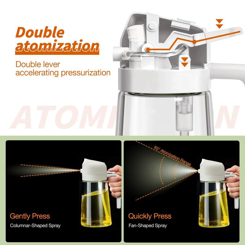 2 Count 16Oz/470Ml Oil Dispenser Bottle Fo:Kitchen -2 in 1 Olive Oil Dispenser Andsprayer -Oil Sprayer for Cooking,Saladbarbecue Kitchentool Utensils Glass