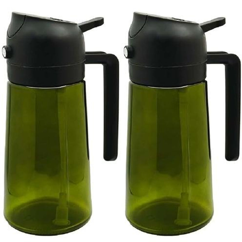 2 Count 16Oz/470Ml Oil Dispenser Bottle Fo:Kitchen -2 in 1 Olive Oil Dispenser Andsprayer -Oil Sprayer for Cooking,Saladbarbecue Kitchentool Utensils Glass