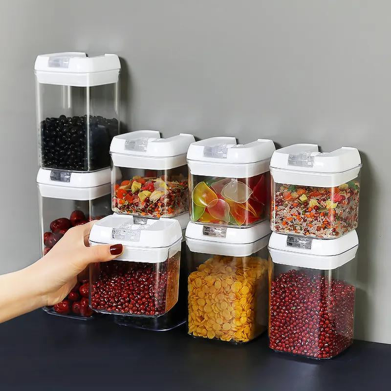 7Pcs Airtight Food Storage Container -Transparent Design, Secure Lid Seal Proof Kitchen Items with for Cereal, Nuts, Flour & Rice, Insect & Moisture Proof with Lid, Portable Leak-Proof Kitchen Organizer for Pantry