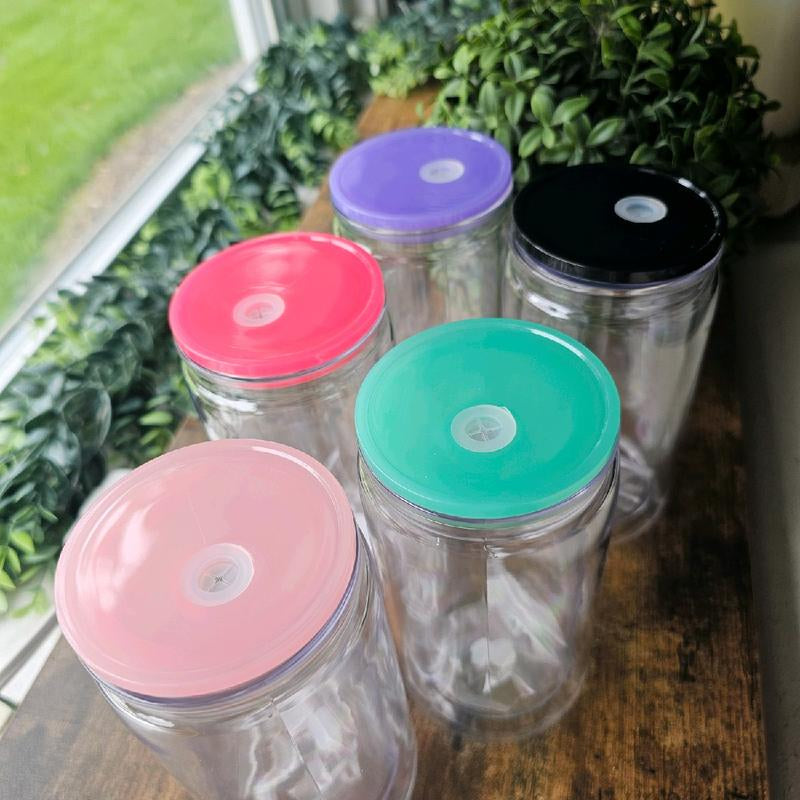 5 Pack DYI Snowglobe Plastic Can Cups Crafting Project Snow Globe Drinkware Set Tumbler Washable Reusable Portable Mug
