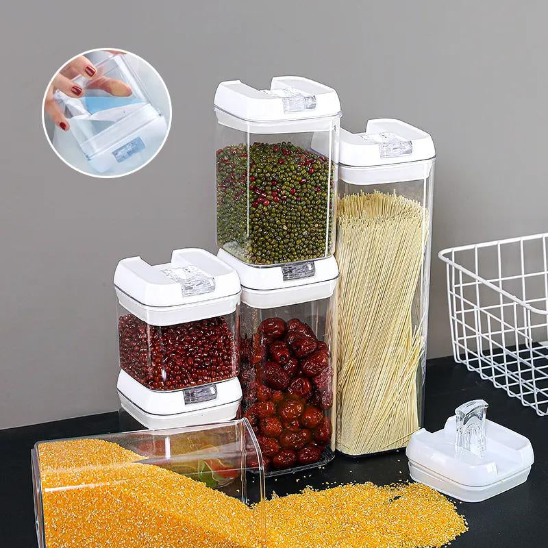 7Pcs Airtight Food Storage Container -Transparent Design, Secure Lid Seal Proof Kitchen Items with for Cereal, Nuts, Flour & Rice, Insect & Moisture Proof with Lid, Portable Leak-Proof Kitchen Organizer for Pantry