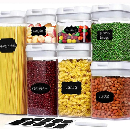 7Pcs Airtight Food Storage Container -Transparent Design, Secure Lid Seal Proof Kitchen Items with for Cereal, Nuts, Flour & Rice, Insect & Moisture Proof with Lid, Portable Leak-Proof Kitchen Organizer for Pantry
