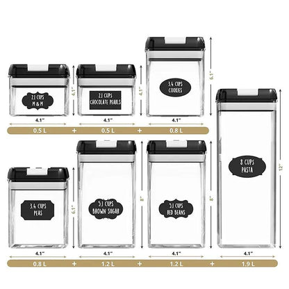 7Pcs Airtight Food Storage Container -Transparent Design, Secure Lid Seal Proof Kitchen Items with for Cereal, Nuts, Flour & Rice, Insect & Moisture Proof with Lid, Portable Leak-Proof Kitchen Organizer for Pantry