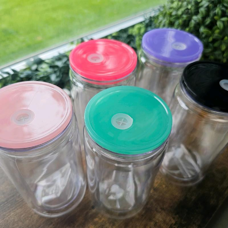 5 Pack DYI Snowglobe Plastic Can Cups Crafting Project Snow Globe Drinkware Set Tumbler Washable Reusable Portable Mug
