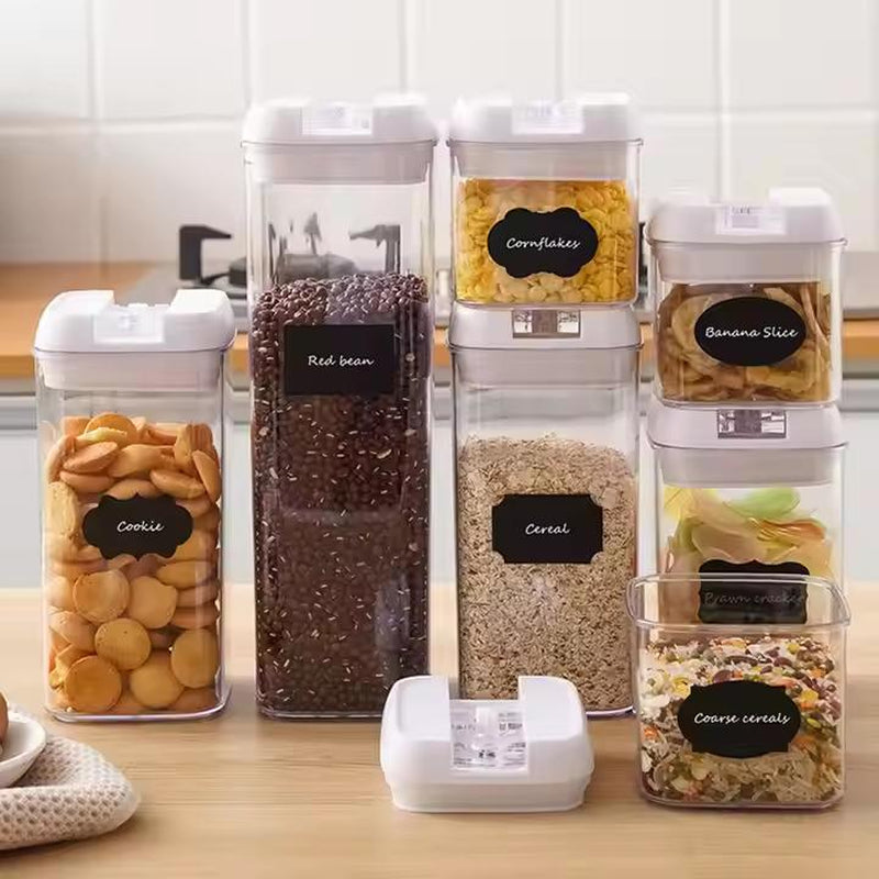 7Pcs Airtight Food Storage Container -Transparent Design, Secure Lid Seal Proof Kitchen Items with for Cereal, Nuts, Flour & Rice, Insect & Moisture Proof with Lid, Portable Leak-Proof Kitchen Organizer for Pantry