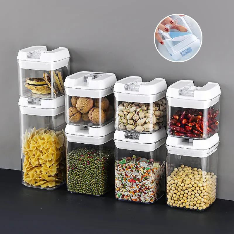 7Pcs Airtight Food Storage Container -Transparent Design, Secure Lid Seal Proof Kitchen Items with for Cereal, Nuts, Flour & Rice, Insect & Moisture Proof with Lid, Portable Leak-Proof Kitchen Organizer for Pantry
