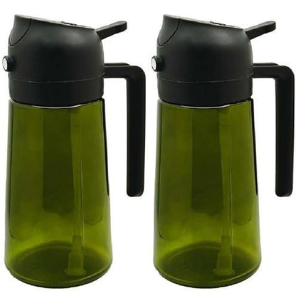 2 Count 16Oz/470Ml Oil Dispenser Bottle Fo:Kitchen -2 in 1 Olive Oil Dispenser Andsprayer -Oil Sprayer for Cooking,Saladbarbecue Kitchentool Utensils Glass