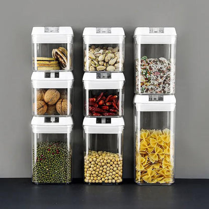 7Pcs Airtight Food Storage Container -Transparent Design, Secure Lid Seal Proof Kitchen Items with for Cereal, Nuts, Flour & Rice, Insect & Moisture Proof with Lid, Portable Leak-Proof Kitchen Organizer for Pantry